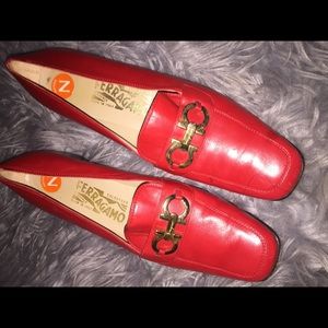 Salvatore Ferragamo Red Buckle Loafers